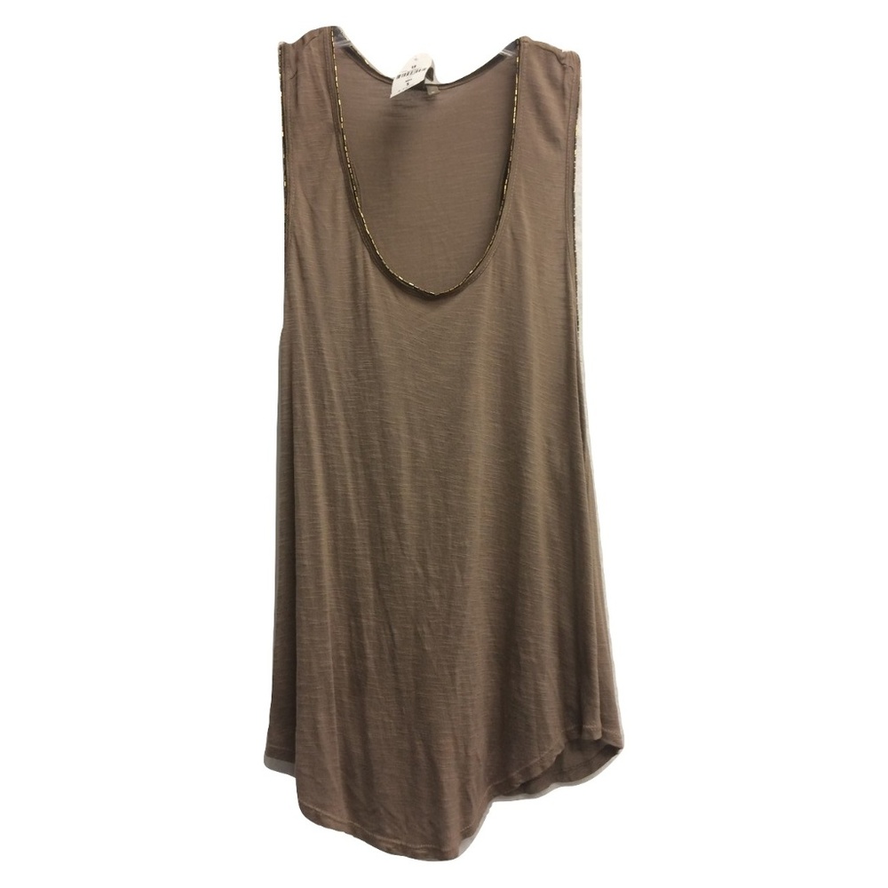 NWT Emma Sam Linen Look Bronze Beaded Tank Top